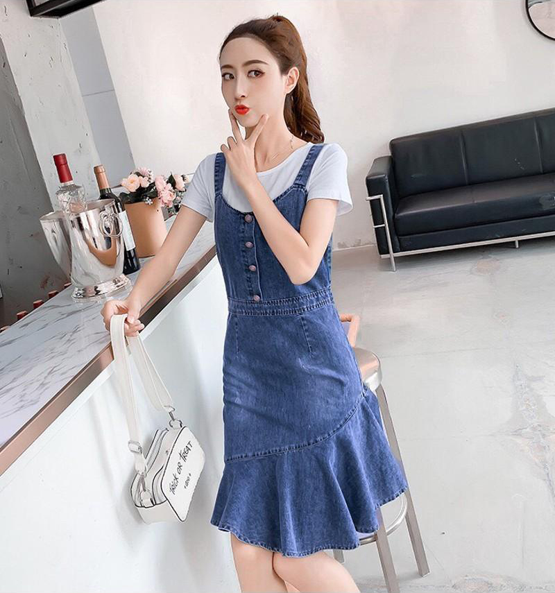 ĐẦM YẾM JEAN 2 DÂY ĐUÔI CÁ XÉO 